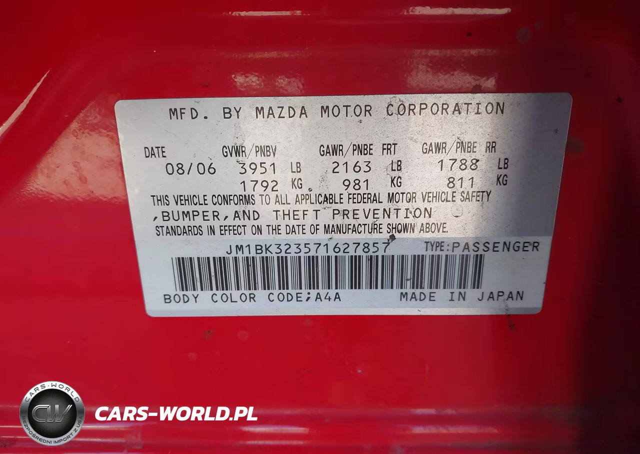 2007 Mazda Mazda3 VIN:JM1BK323571627857 - 9