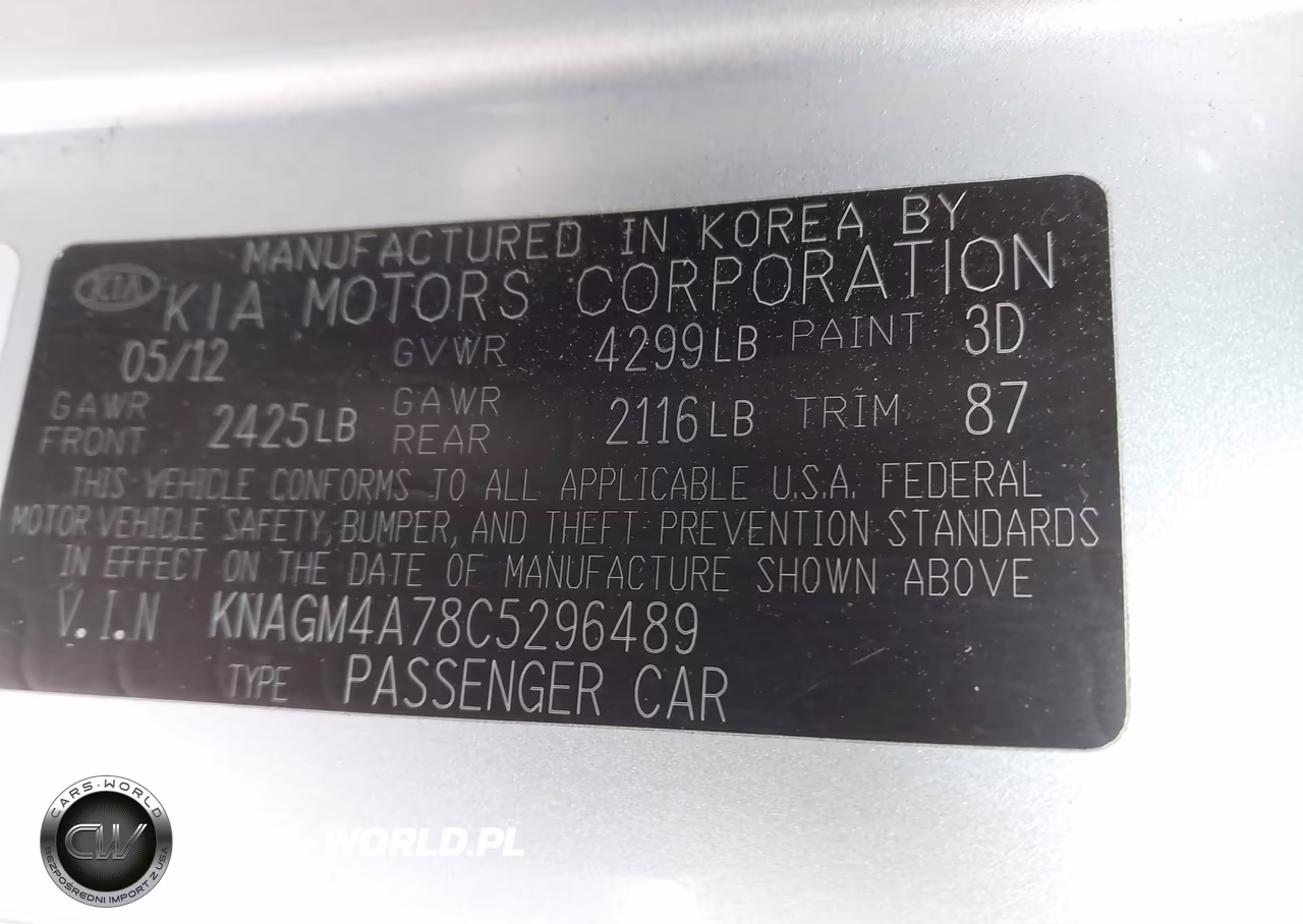 2012 Kia Optima Lx VIN:KNAGM4A78C5296489 - 9
