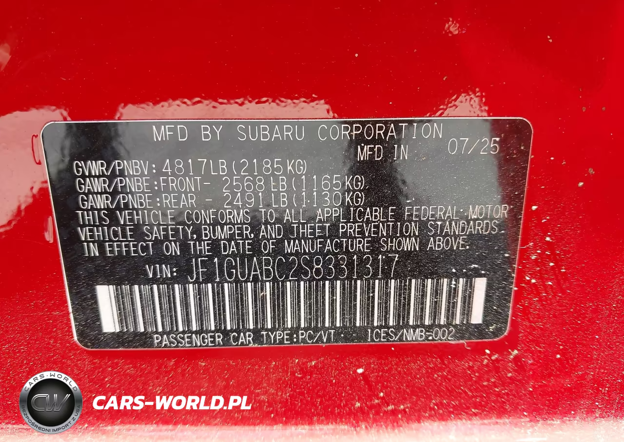 2025 Subaru Impreza Base 5-Door VIN:JF1GUABC2S8331317 - 9