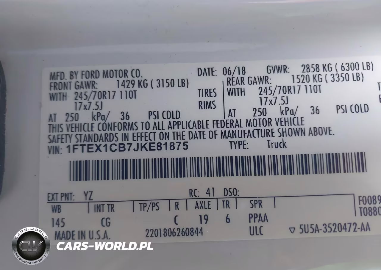 2018 Ford F-150 Xl VIN:1FTEX1CB7JKE81875 - 9