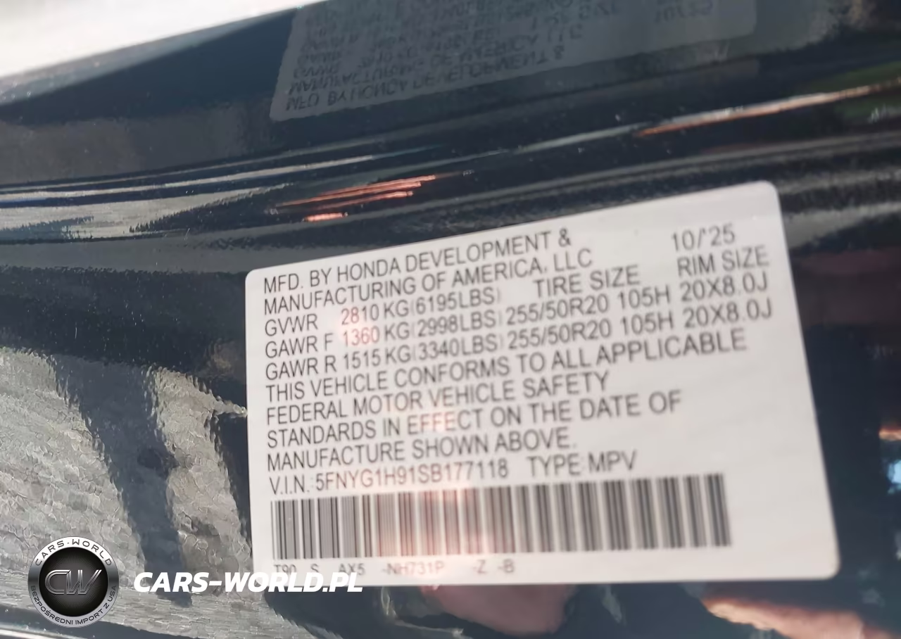 2025 Honda Pilot Black VIN:5FNYG1H91SB177118 - 9