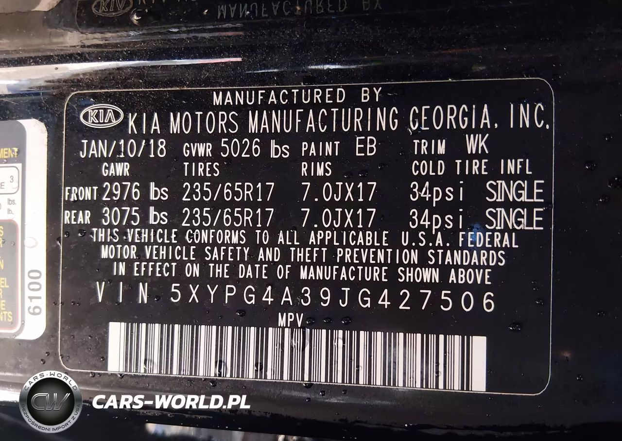 2018 Kia Sorento 2.4L L VIN:5XYPG4A39JG427506 - 9