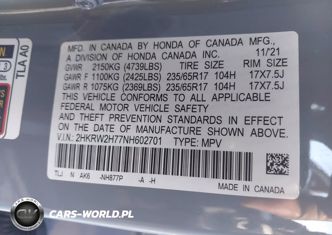 2022 Honda Cr-V Awd Special Edition VIN:2HKRW2H77NH602701 - 9