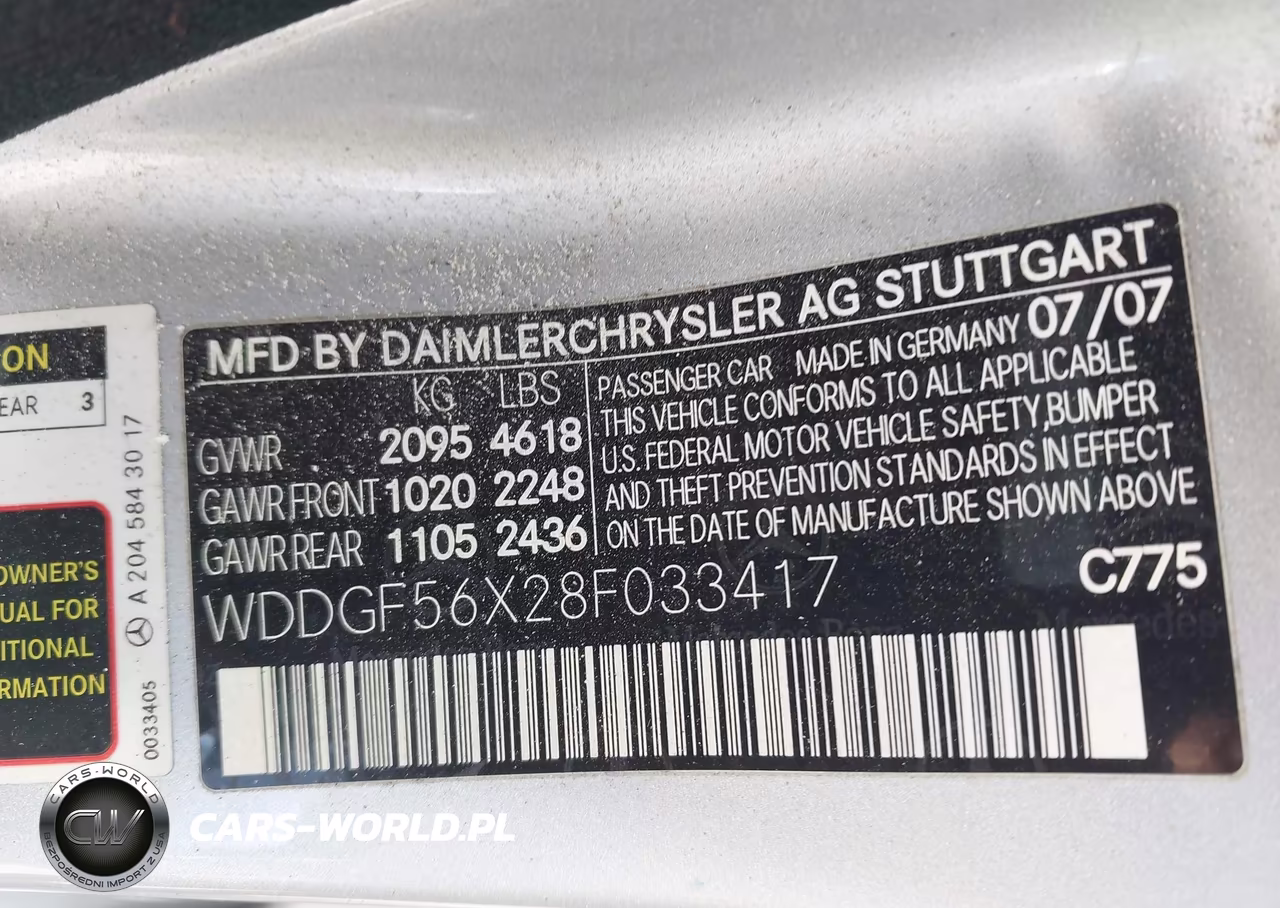 2008 Mercedes-Benz C 350 Sport VIN:WDDGF56X28F033417 - 9