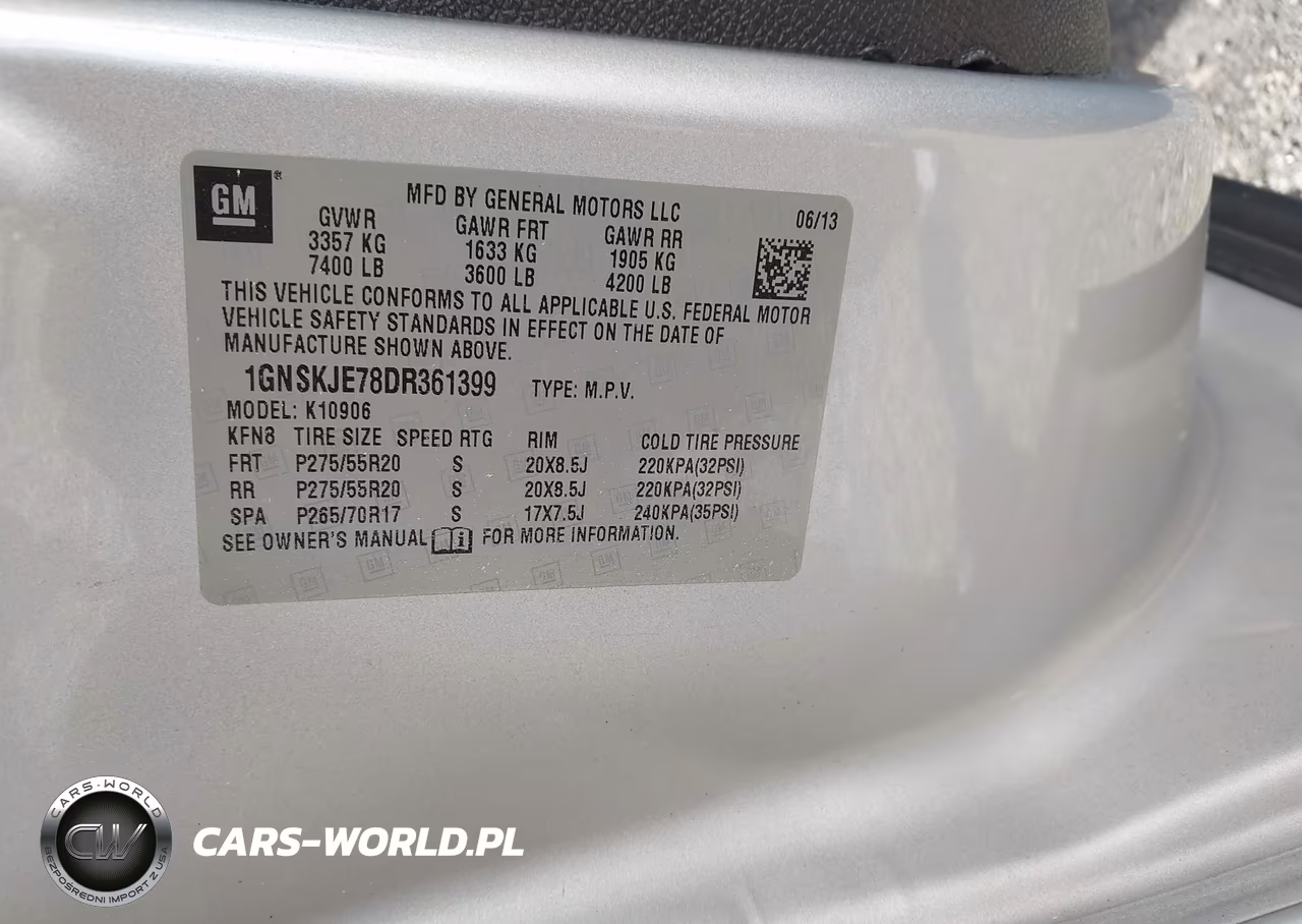 2013 Chevrolet Suburban 1500 Lt VIN:1GNSKJE78DR361399 - 9
