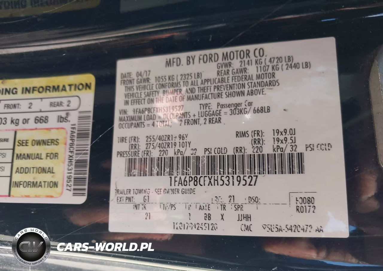 2017 Ford Mustang Gt VIN:1FA6P8CFXH5319527 - 9