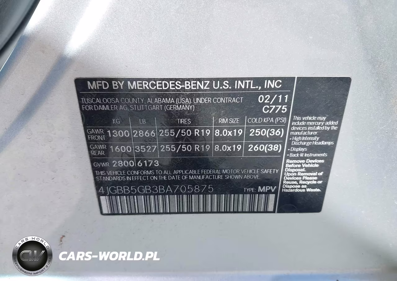 2011 Mercedes-Benz Ml 350 VIN:4JGBB5GB3BA705875 - 9