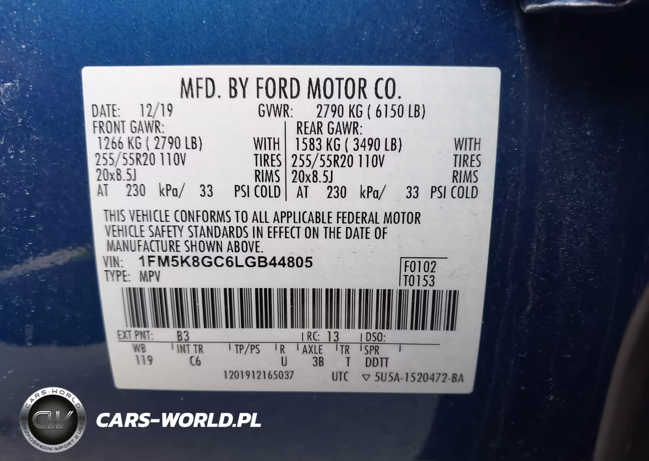 2020 Ford Explorer St VIN:1FM5K8GC6LGB44805 - 9