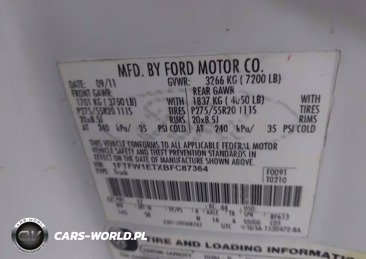 2011 Ford F-150 Fx4 VIN:1FTFW1ETXBFC87364 - 9