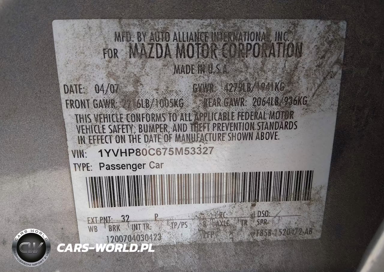2007 Mazda Mazda6 I Sport Ve VIN:1YVHP80C675M53327 - 9