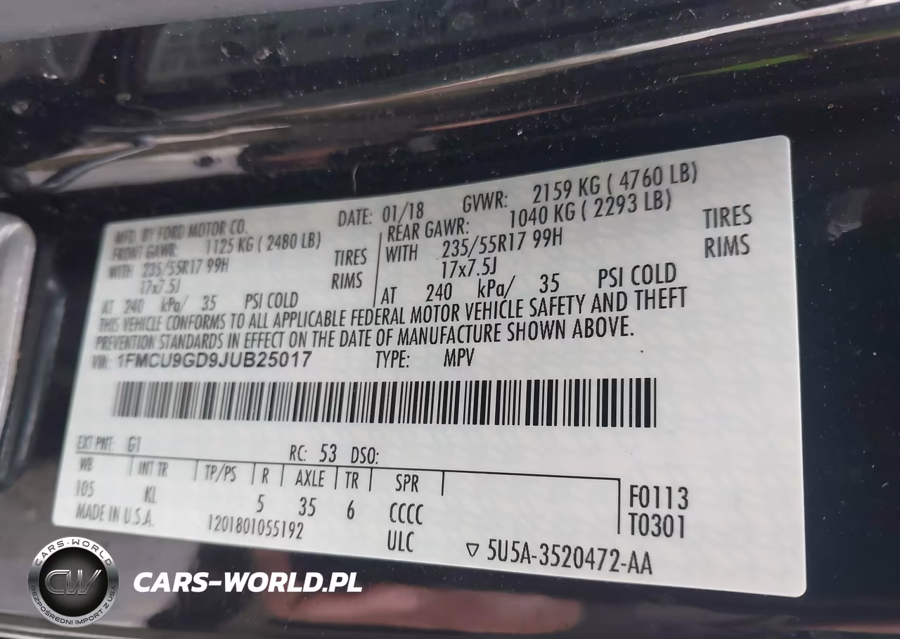 2018 Ford Escape Se VIN:1FMCU9GD9JUB25017 - 9