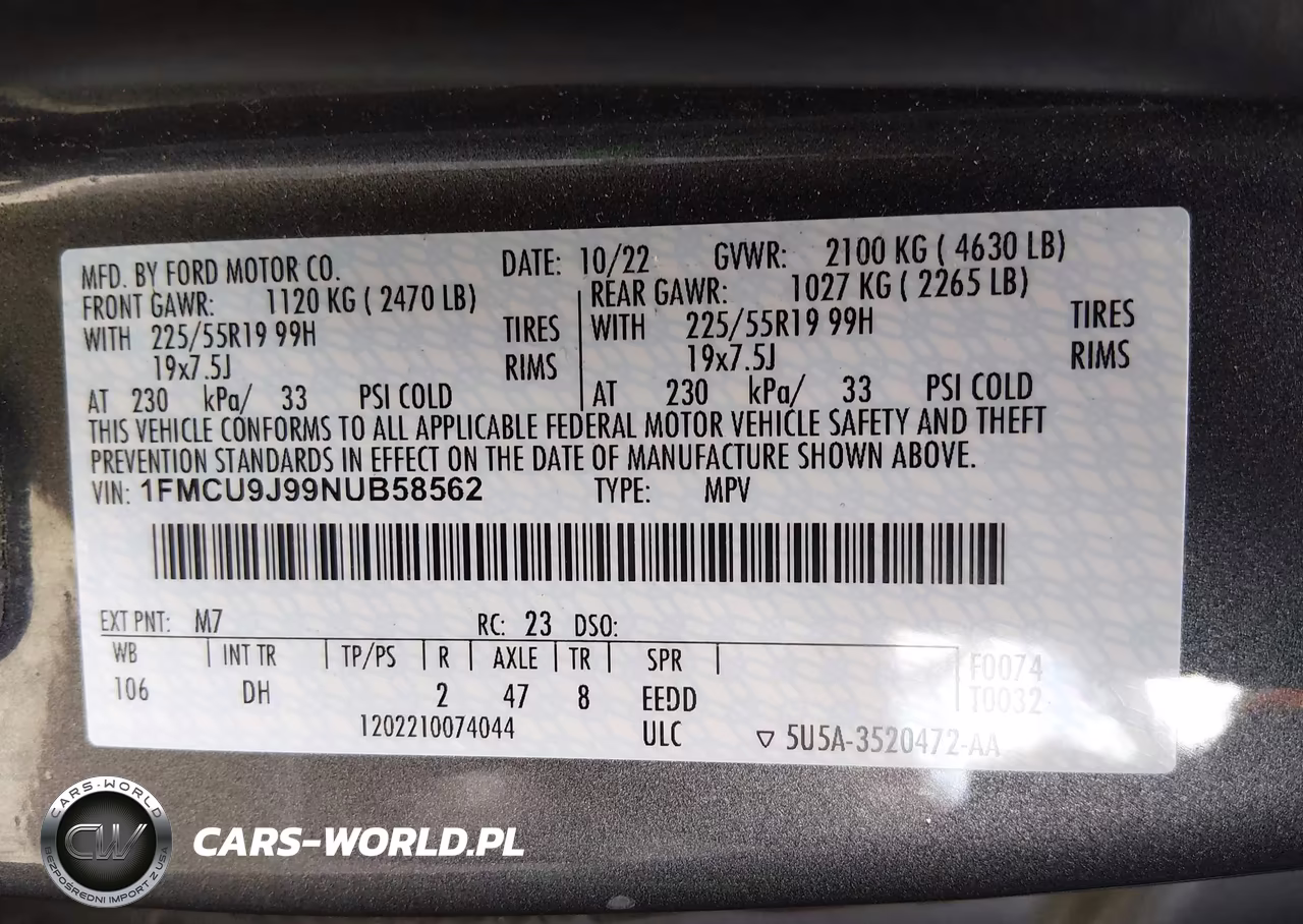 2022 Ford Escape Titanium VIN:1FMCU9J99NUB58562 - 9