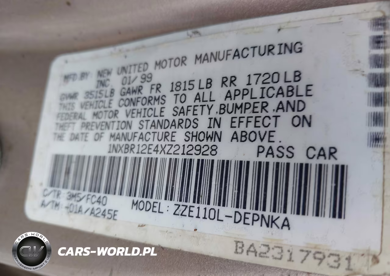 1999 Toyota Corolla Le VIN:1NXBR12E4XZ212928 - 9