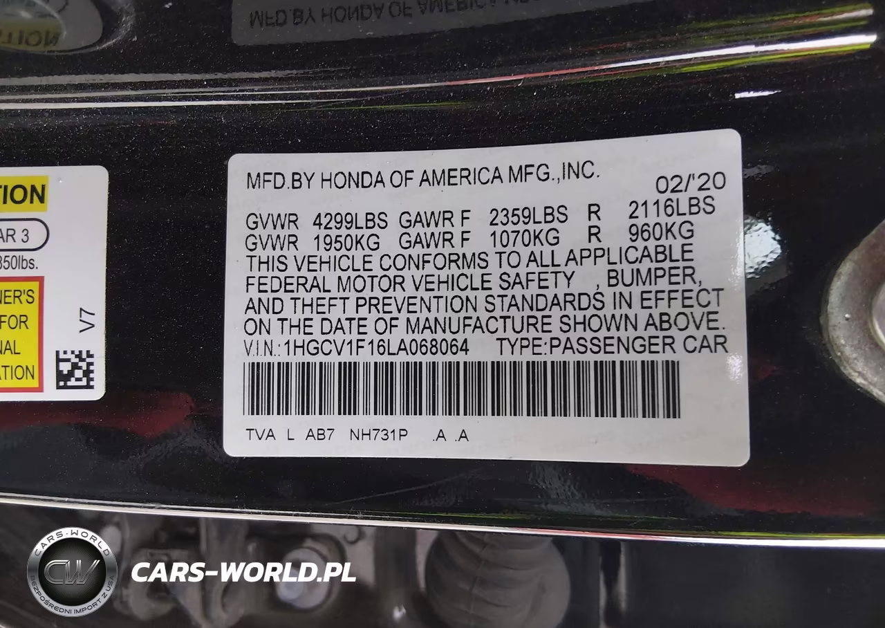 2020 Honda Accord Lx VIN:1HGCV1F16LA068064 - 9