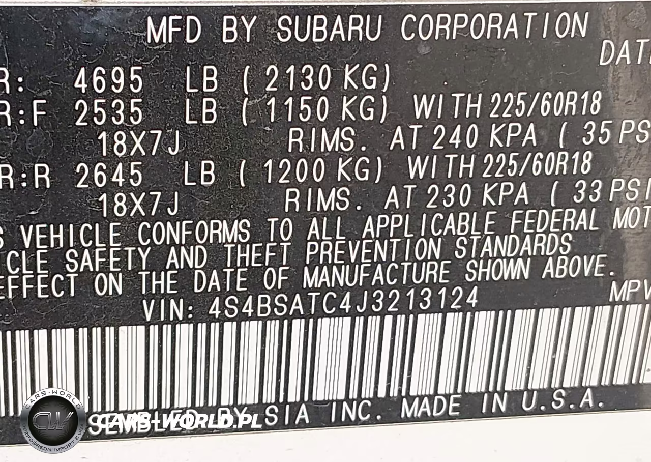 2018 Subaru Outback 2.5I Touring VIN:4S4BSATC4J3213124 - 9