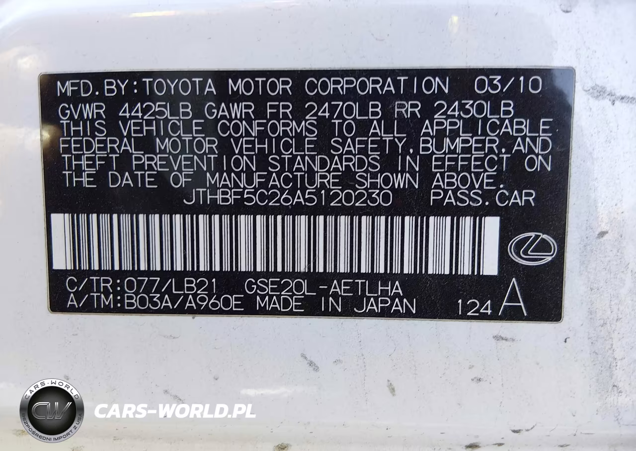 2010 Lexus Is 250 VIN:JTHBF5C26A5120230 - 9