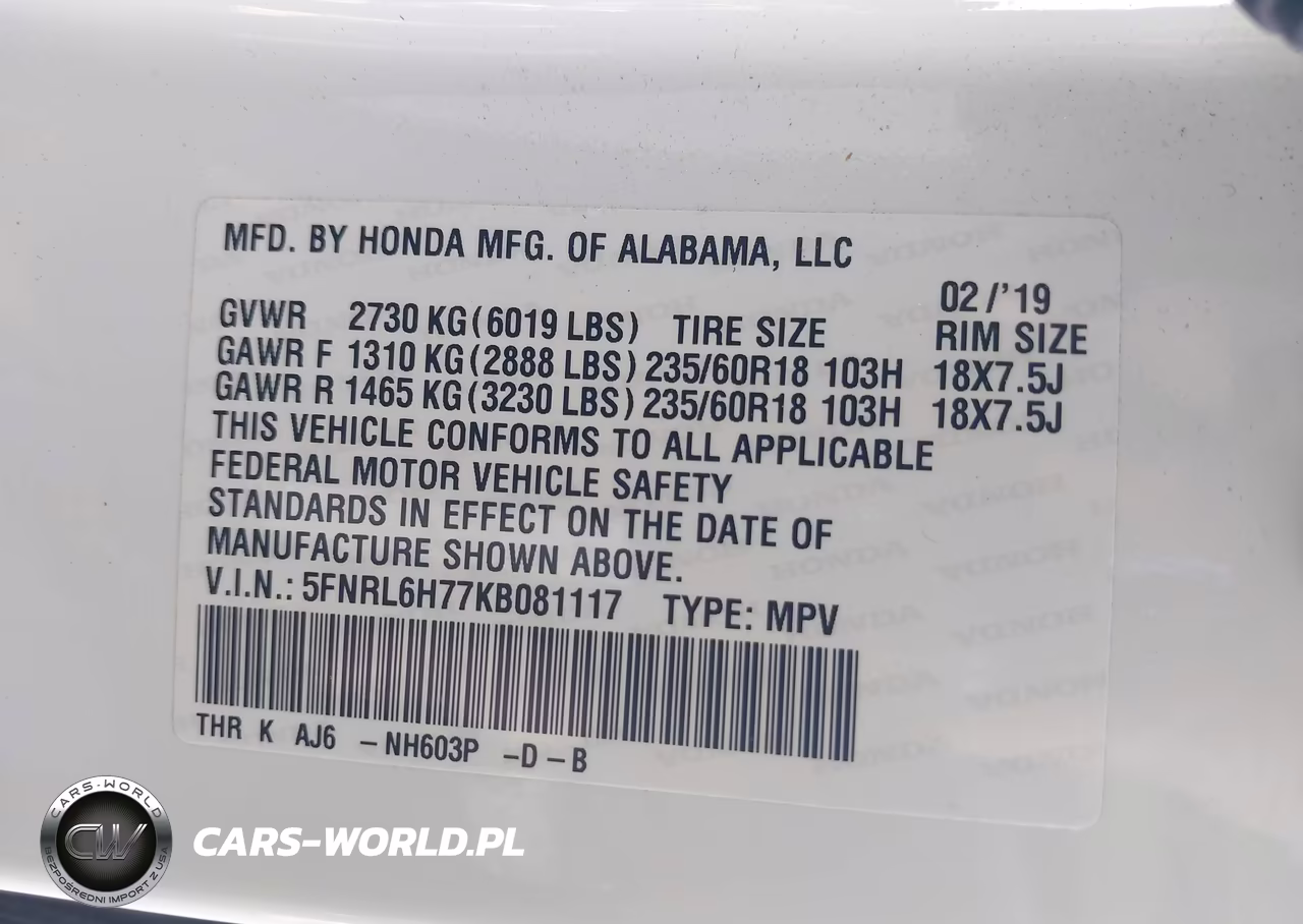 2019 Honda Odyssey Ex-L VIN:5FNRL6H77KB081117 - 9