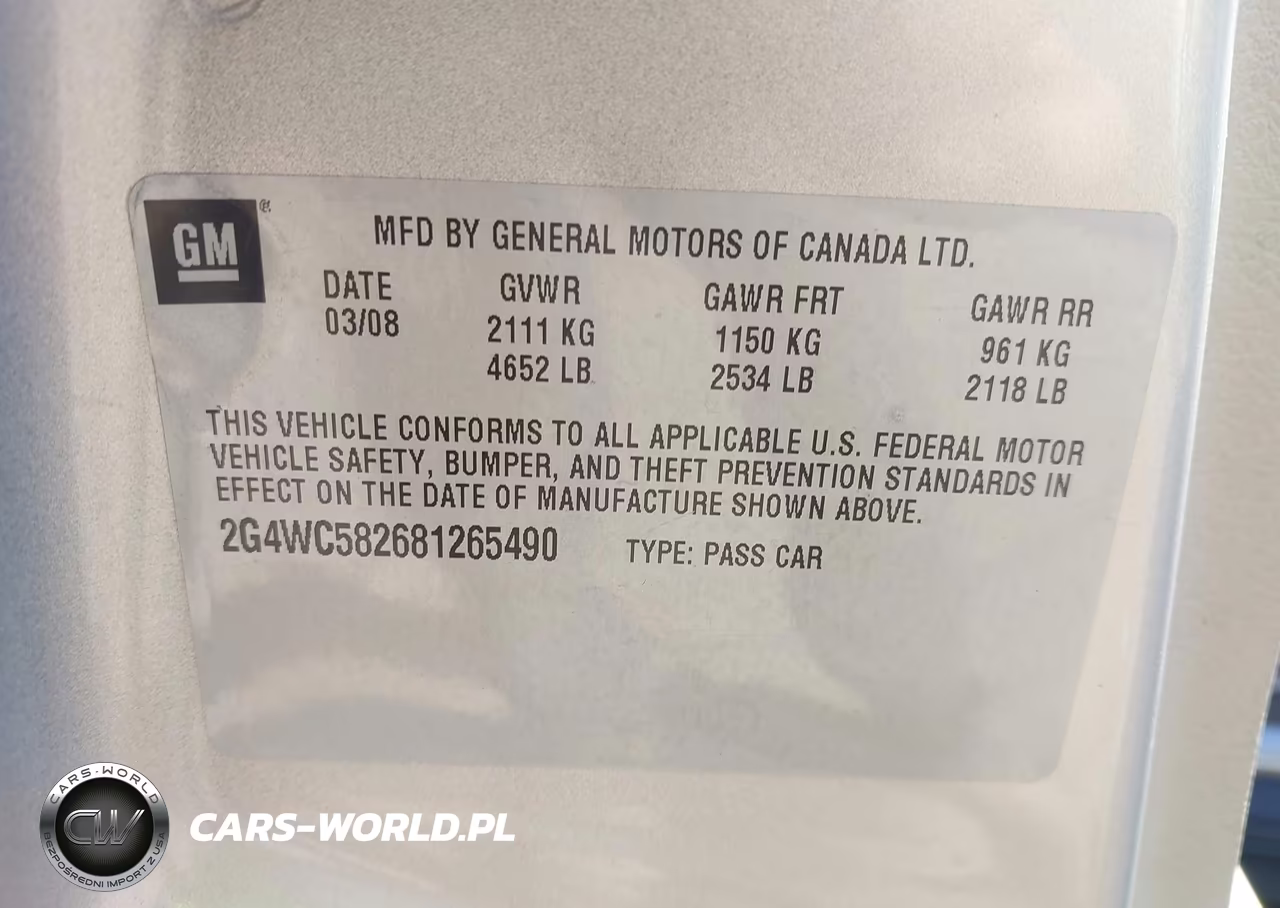 2008 Buick Lacrosse Cx VIN:2G4WC582681265490 - 9