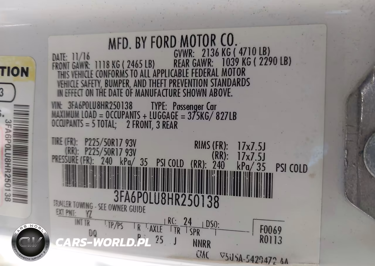 2017 Ford Fusion Hybrid Se VIN:3FA6P0LU8HR250138 - 9