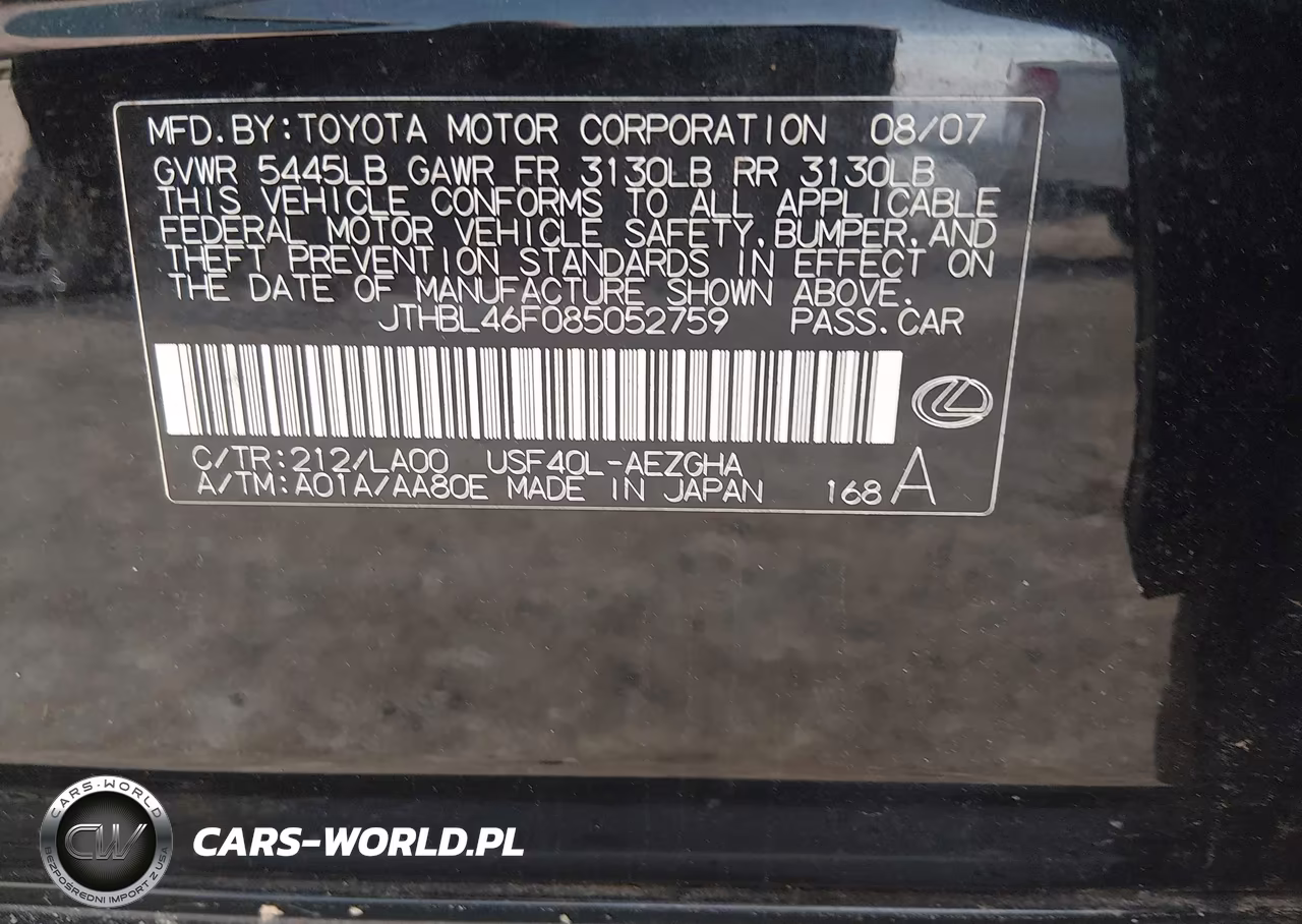 2008 Lexus Ls 460 VIN:JTHBL46F085052759 - 9