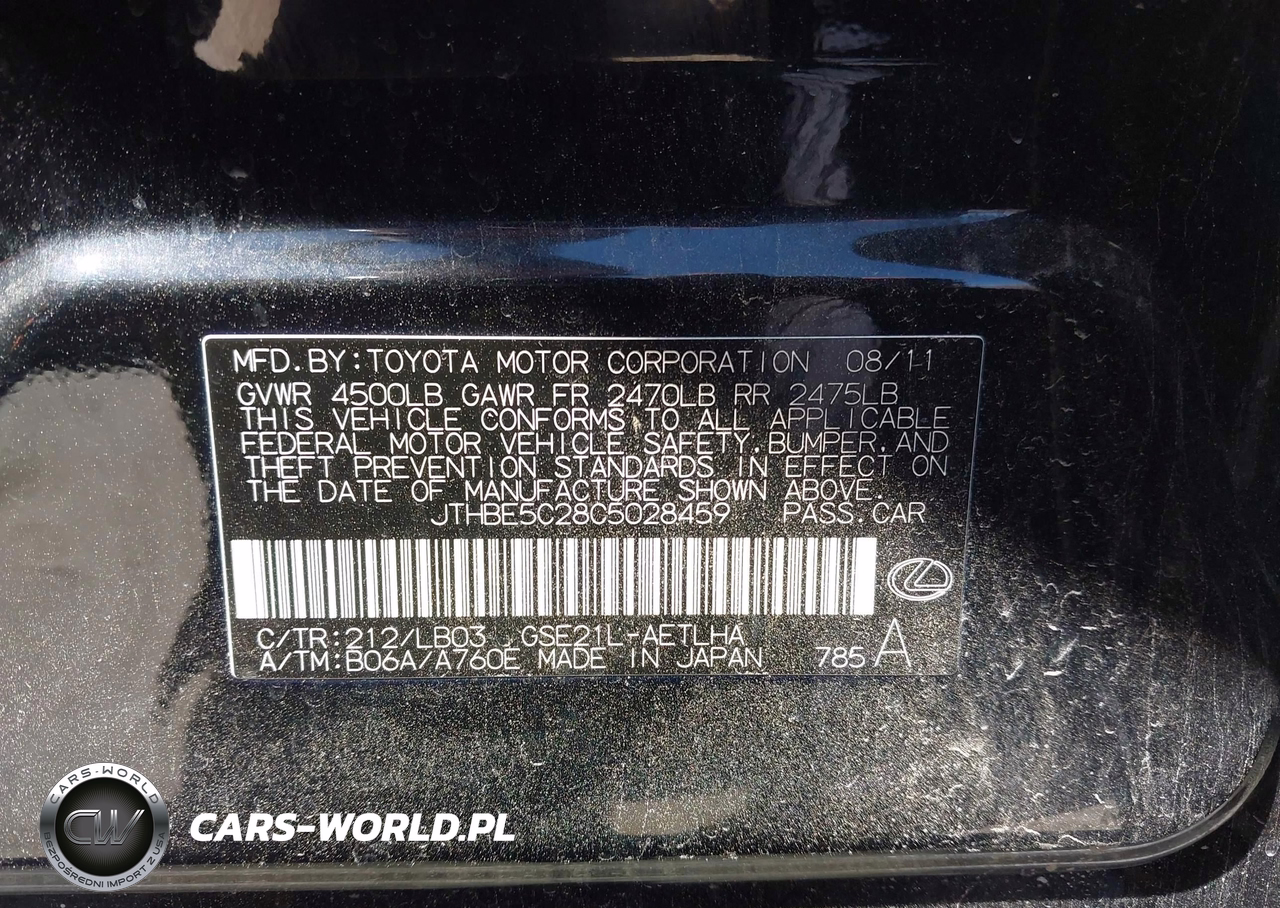 2012 Lexus Is 350 VIN:JTHBE5C28C5028459 - 9