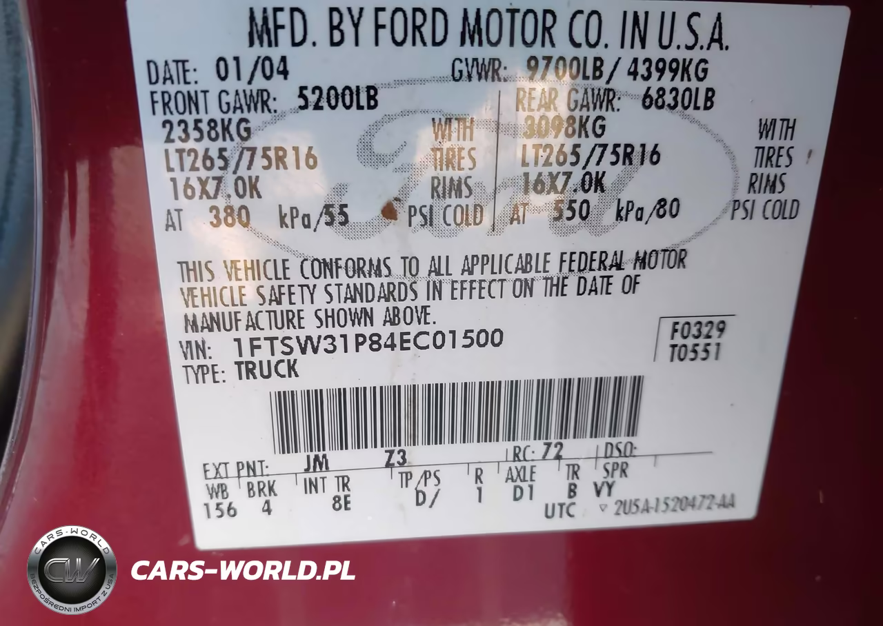 2004 Ford F-350 Lariat-Xl-Xlt VIN:1FTSW31P84EC01500 - 9