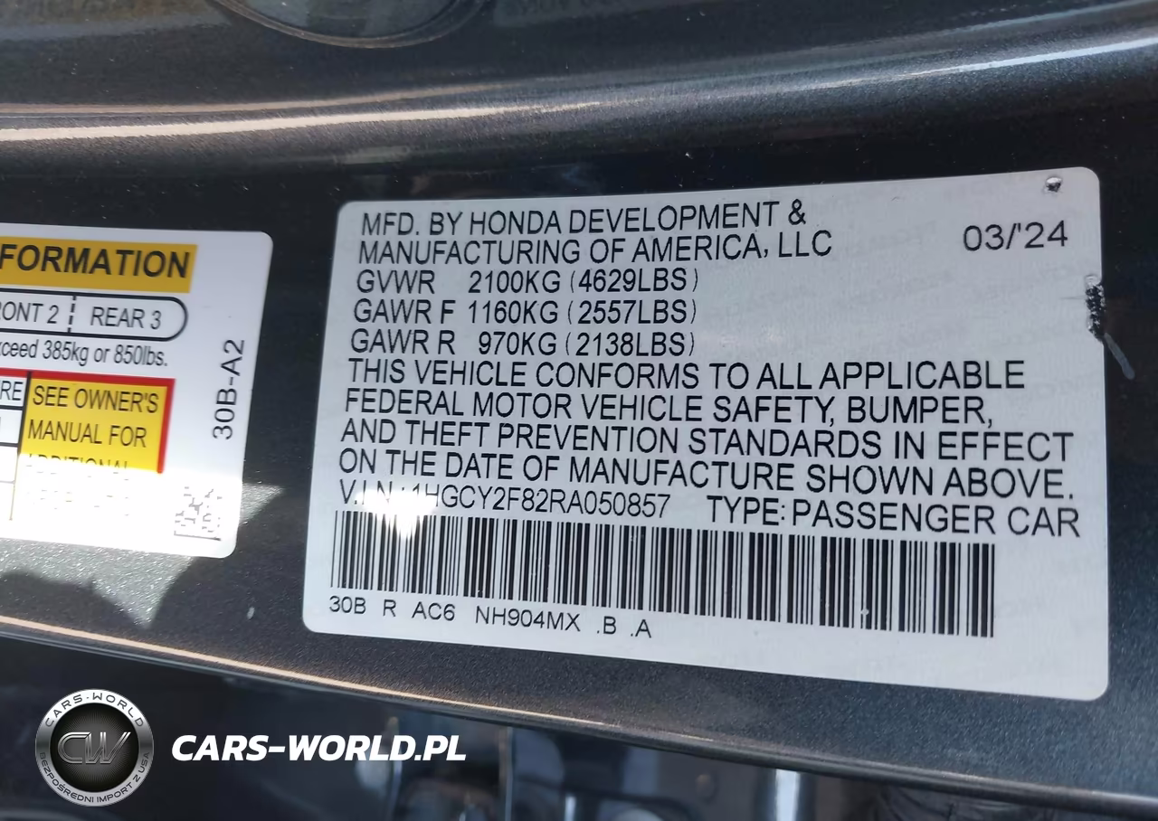 2024 Honda Accord Hybrid Touring VIN:1HGCY2F82RA050857 - 9