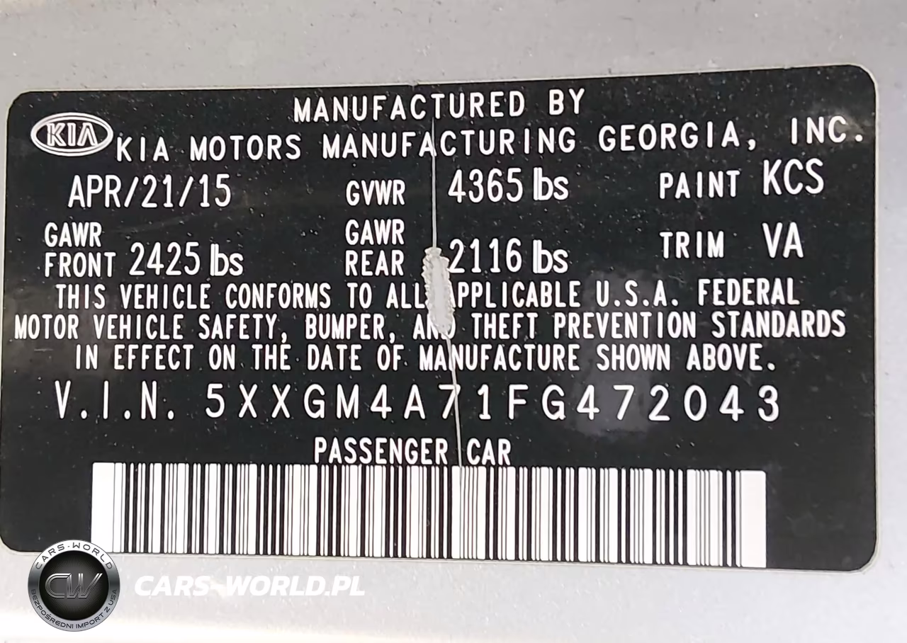 2015 Kia Optima Lx VIN:5XXGM4A71FG472043 - 9