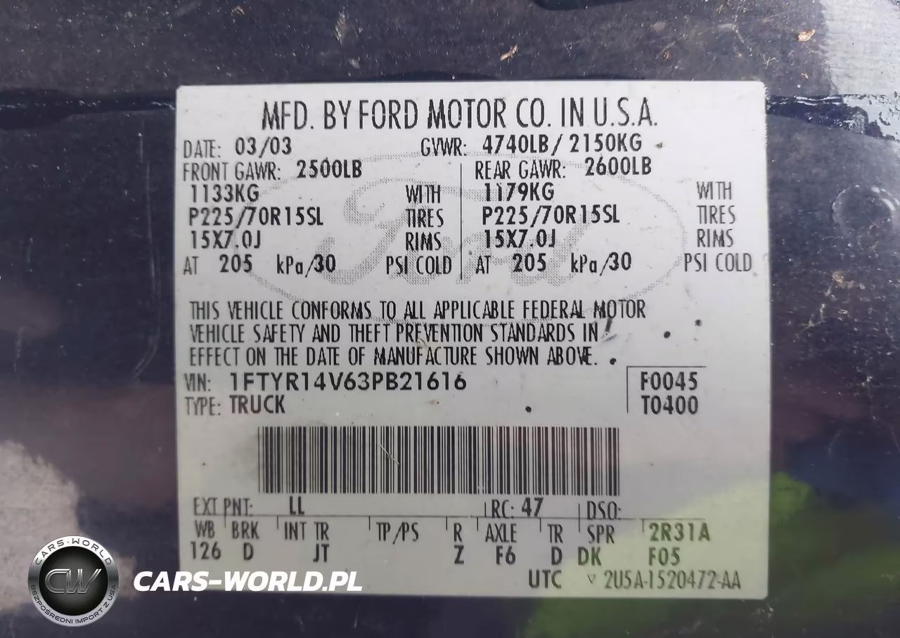 2003 Ford Ranger Edge-Tremor-Xl-Xlt VIN:1FTYR14V63PB21616 - 9