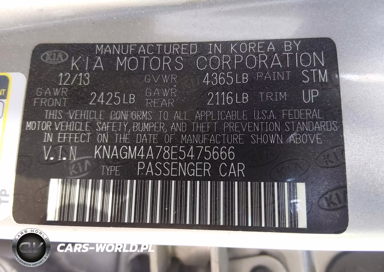 2014 Kia Optima Lx VIN:KNAGM4A78E5475666 - 9