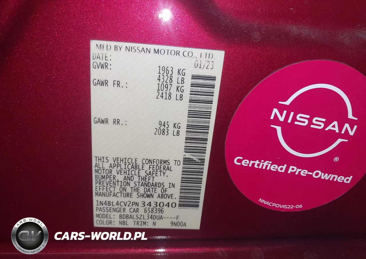 2023 Nissan Altima Sr Fwd VIN:1N4BL4CV2PN343040 - 9