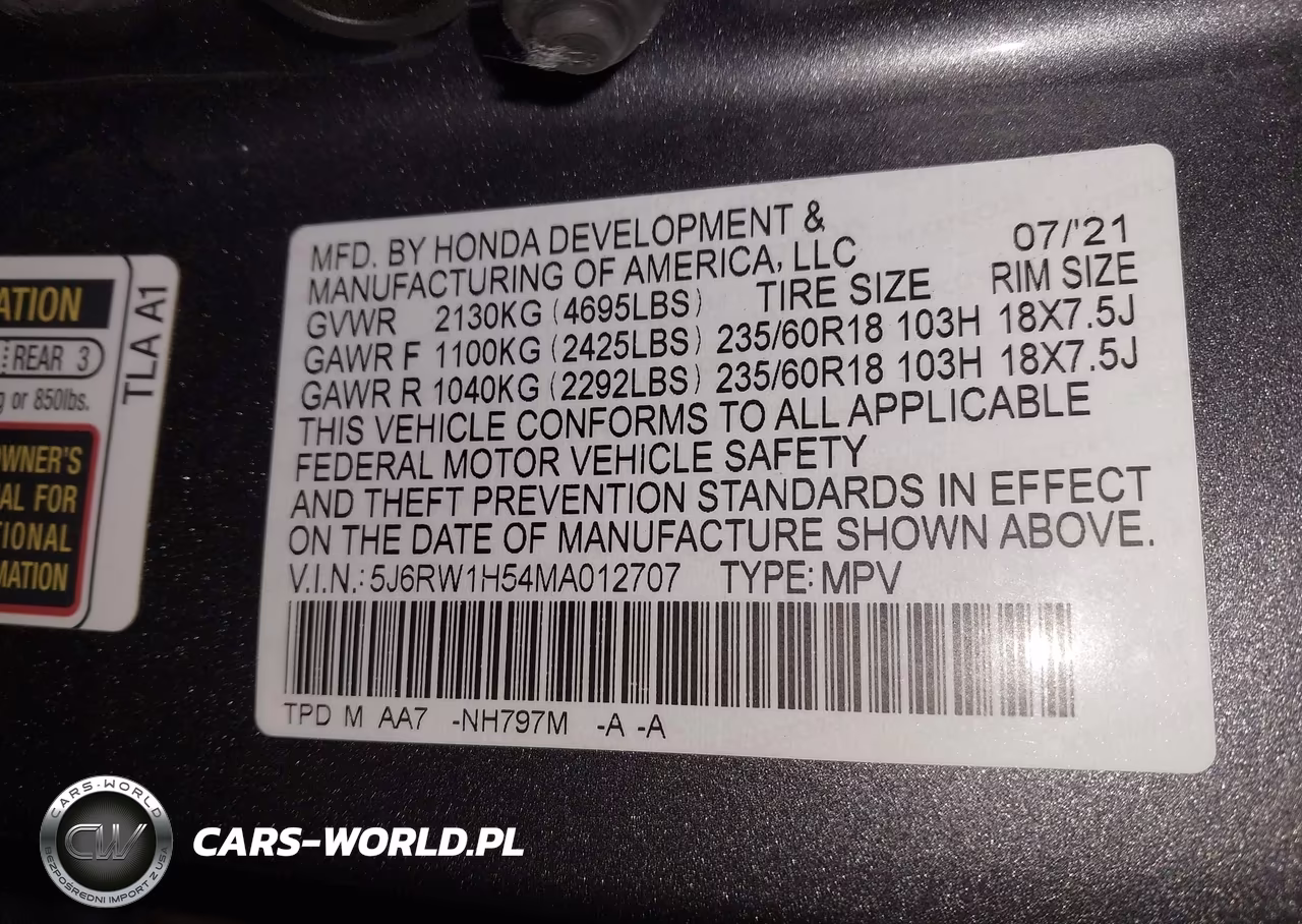 2021 Honda Cr-V 2Wd Ex VIN:5J6RW1H54MA012707 - 9