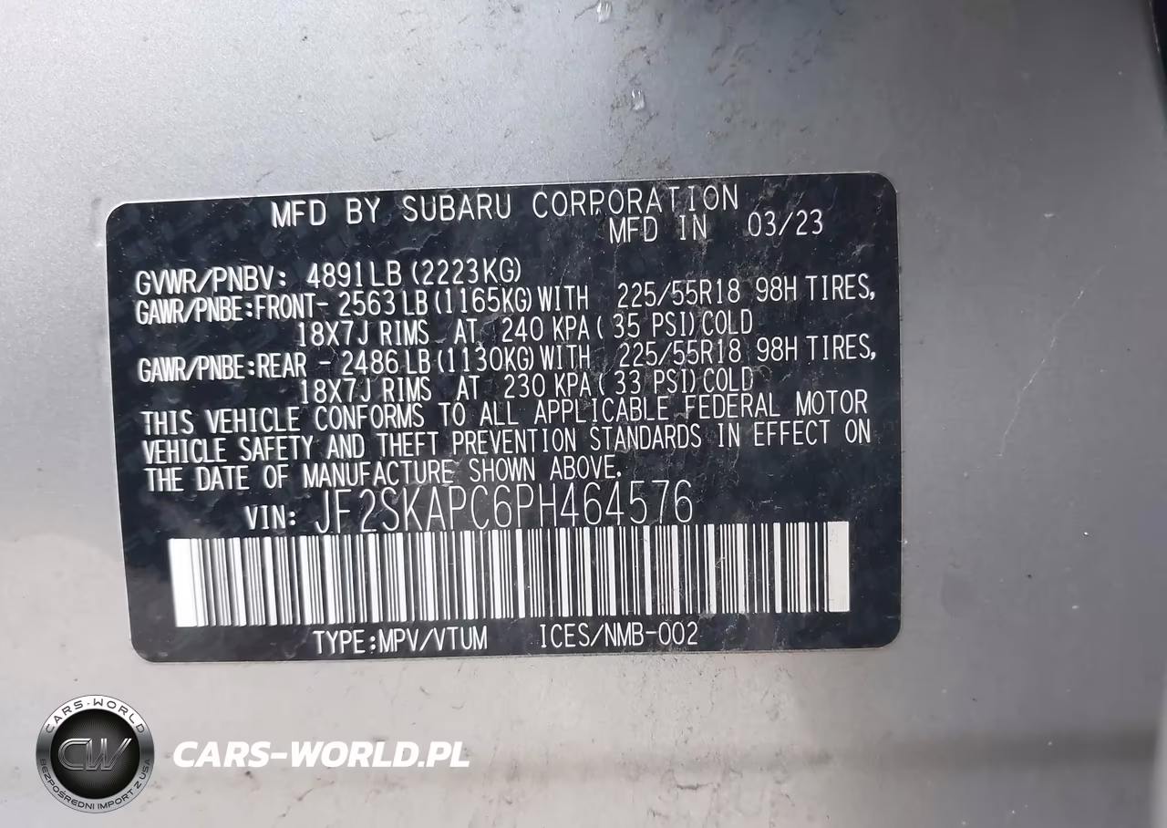 2023 Subaru Forester Limited VIN:JF2SKAPC6PH464576 - 9