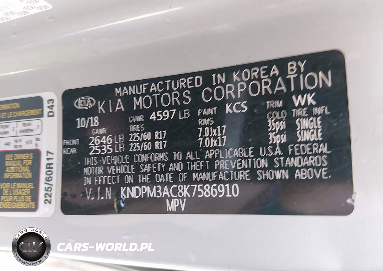 2019 Kia Sportage Lx VIN:KNDPM3AC8K7586910 - 9