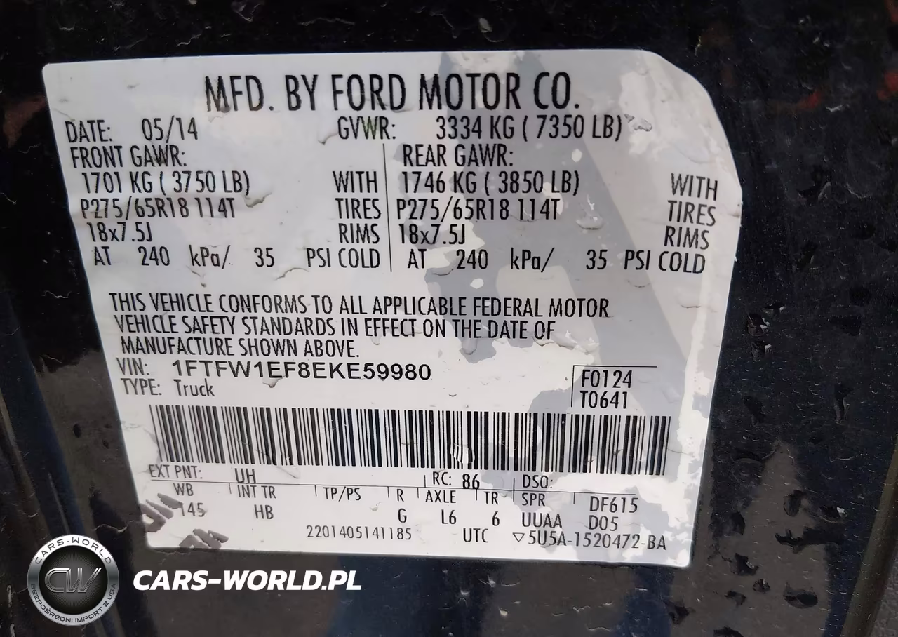 2014 Ford F-150 Fx4-King Ranch-Lariat-Platinum-Stx-Xl-Xlt VIN:1FTFW1EF8EKE59980 - 9