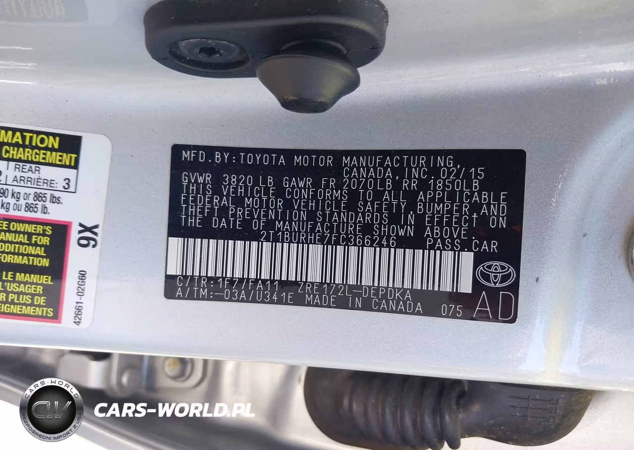 2015 Toyota Corolla L VIN:2T1BURHE7FC366246 - 9