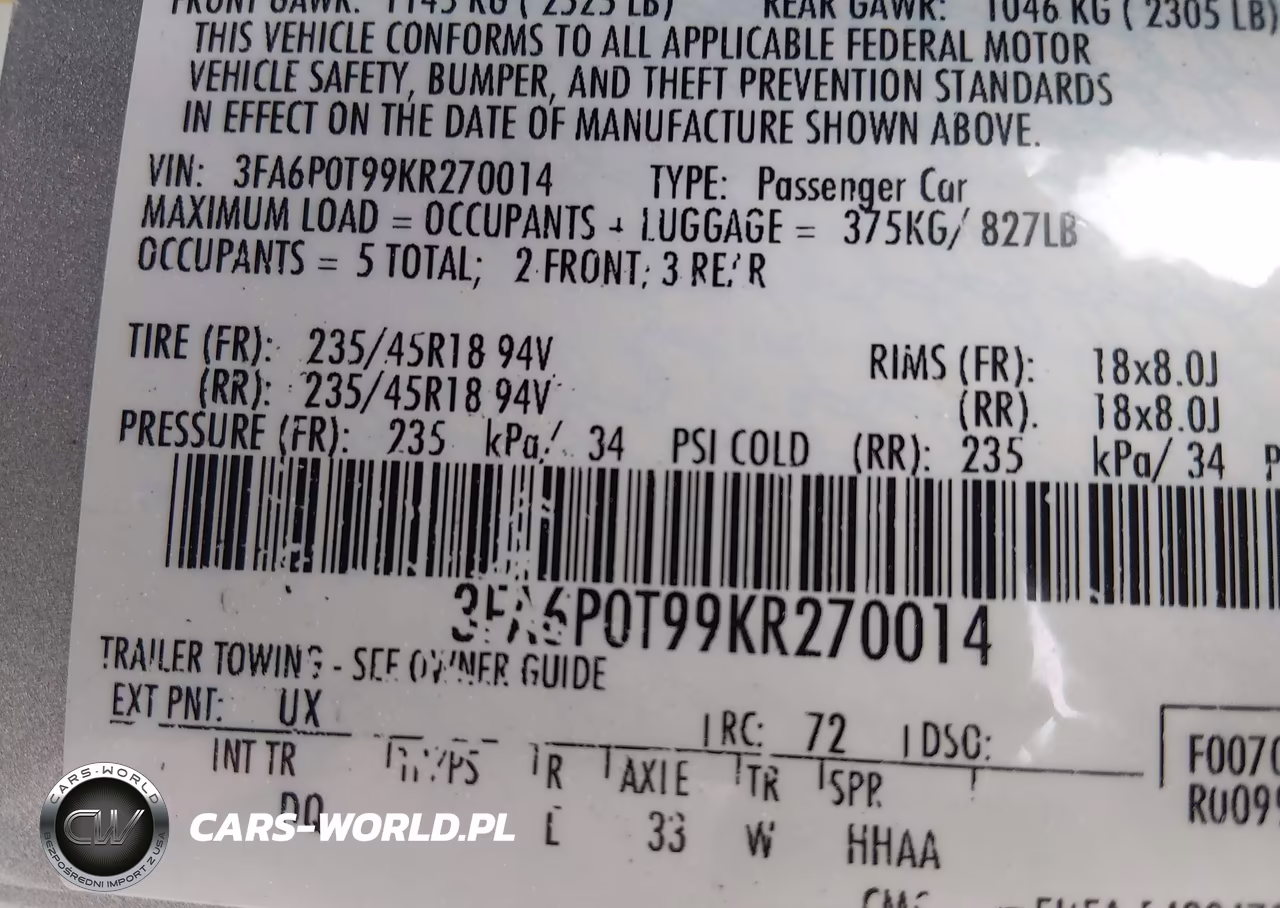 2019 Ford Fusion Se VIN:3FA6P0T99KR270014 - 9