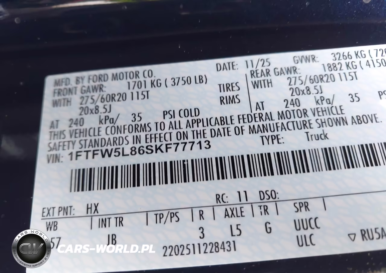 2025 Ford F-150 Lariat VIN:1FTFW5L86SKF77713 - 9