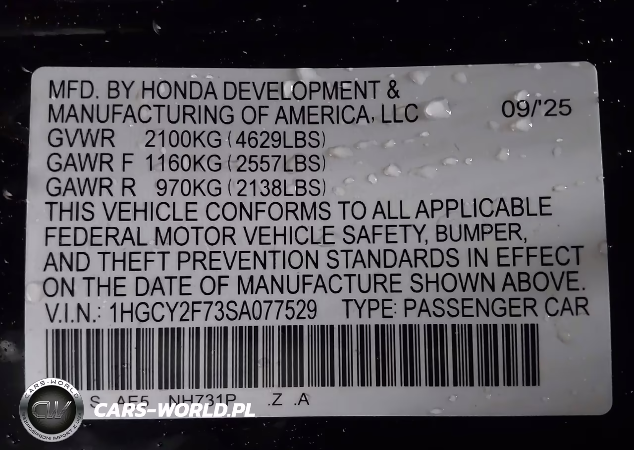 2025 Honda Accord Hybrid Sport-L VIN:1HGCY2F73SA077529 - 9