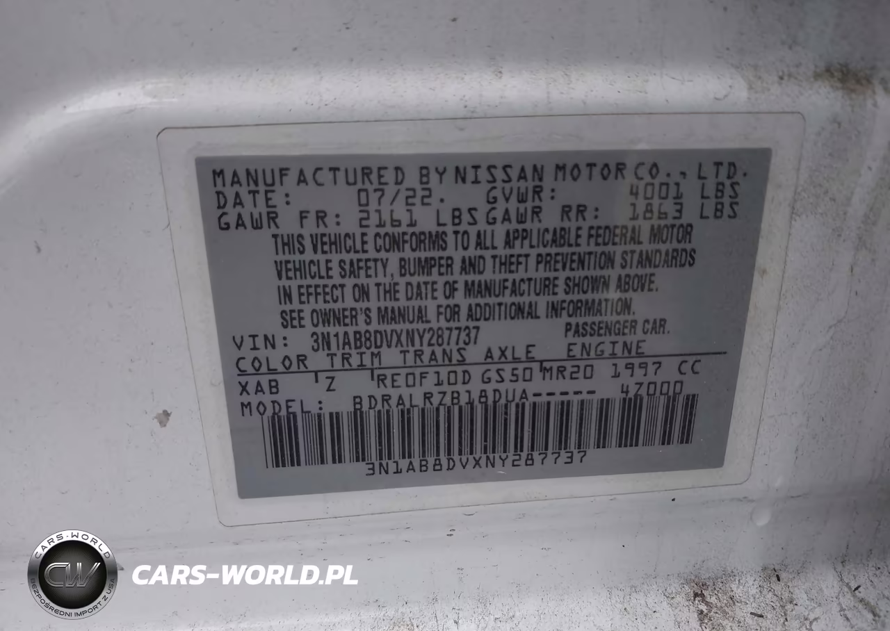 2022 Nissan Sentra Sr Xtronic Cvt VIN:3N1AB8DVXNY287737 - 9