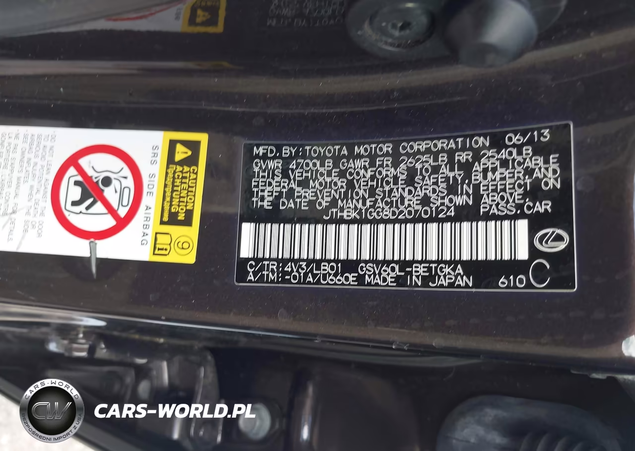 2013 Lexus Es 350 VIN:JTHBK1GG8D2070124 - 9