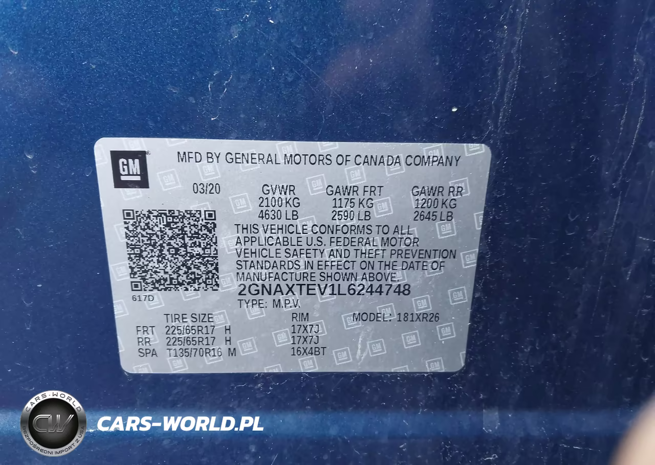 2020 Chevrolet Equinox Awd 2Fl VIN:2GNAXTEV1L6244748 - 9