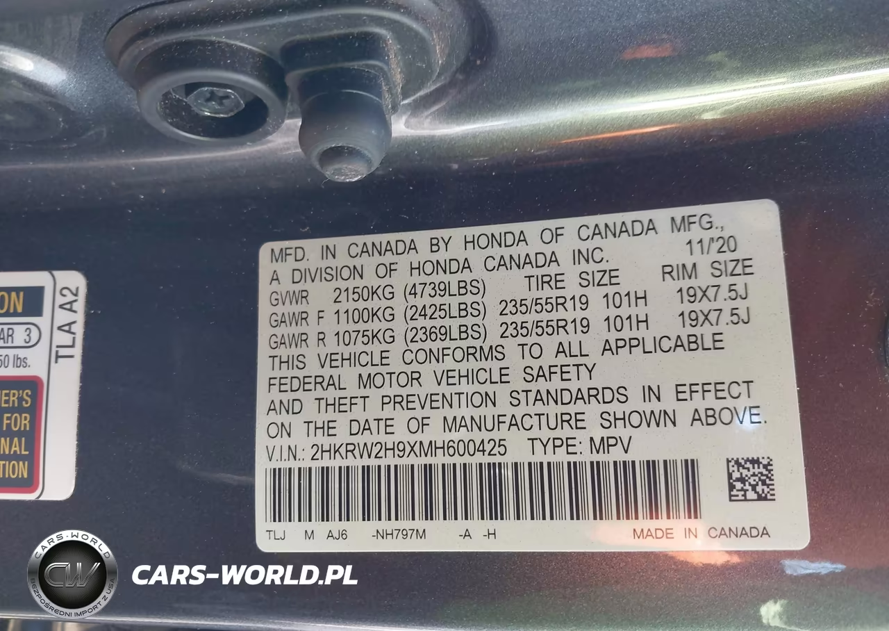 2021 Honda Cr-V Awd Touring VIN:2HKRW2H9XMH600425 - 9