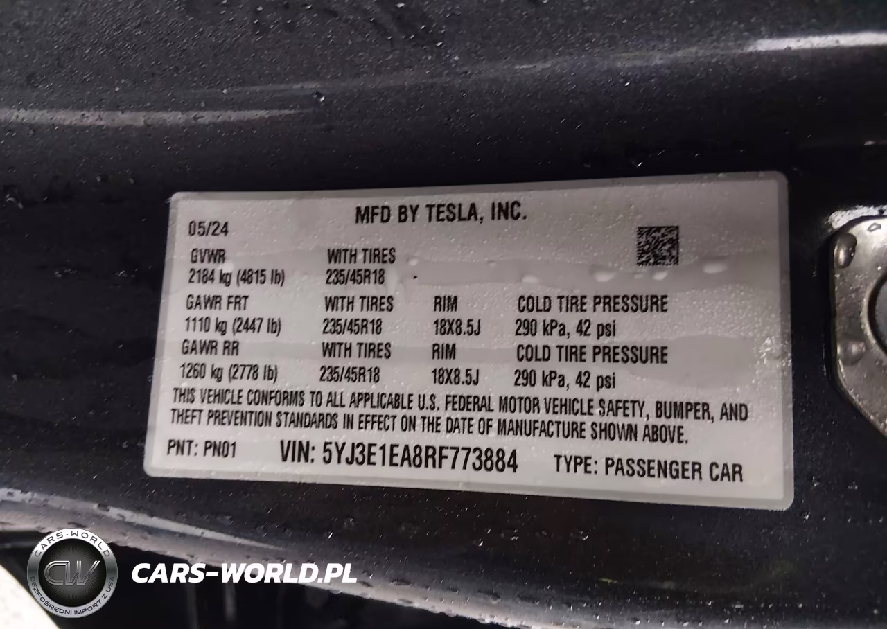 2024 Tesla Model 3 Long Range Dual Motor All-Wheel Drive-Rear-Wheel Drive VIN:5YJ3E1EA8RF773884 - 9