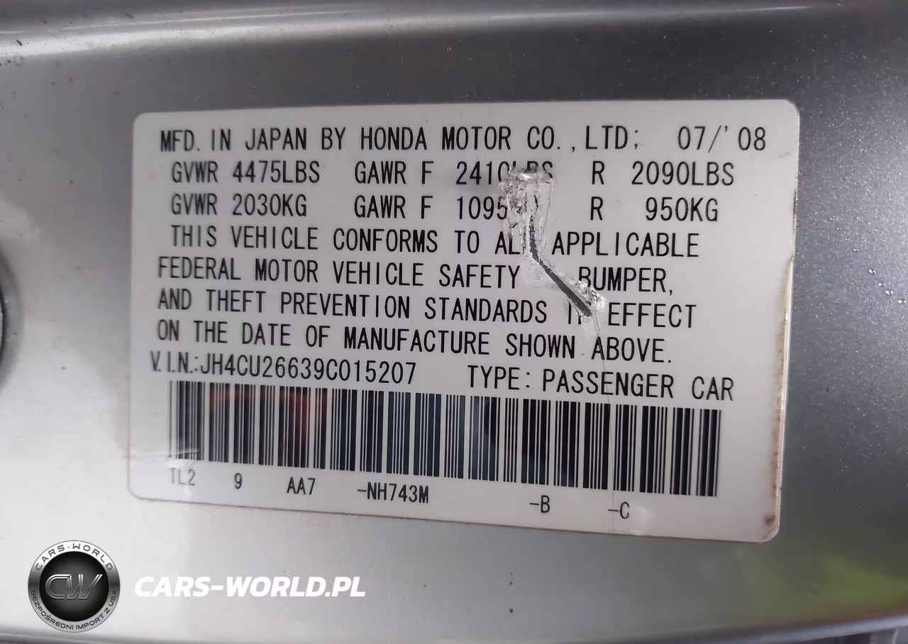 2009 Acura Tsx VIN:JH4CU26639C015207 - 9