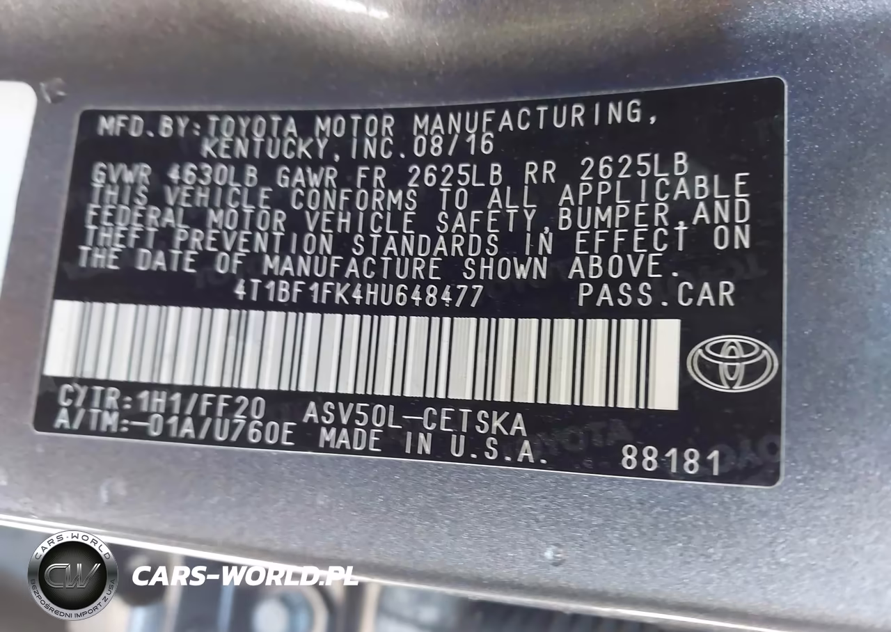 2017 Toyota Camry Se VIN:4T1BF1FK4HU648477 - 9
