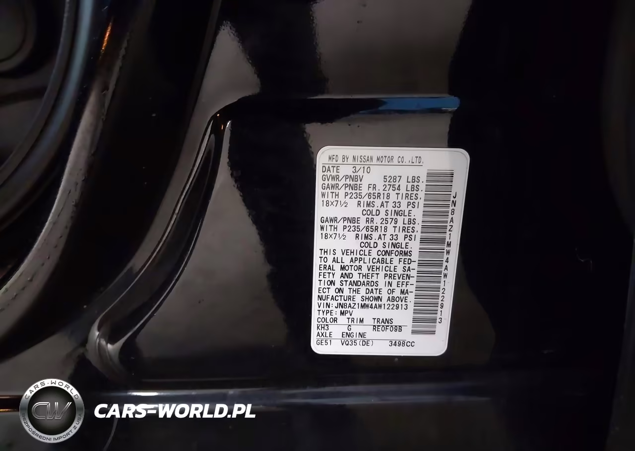 2010 Nissan Murano S VIN:JN8AZ1MW4AW122913 - 9