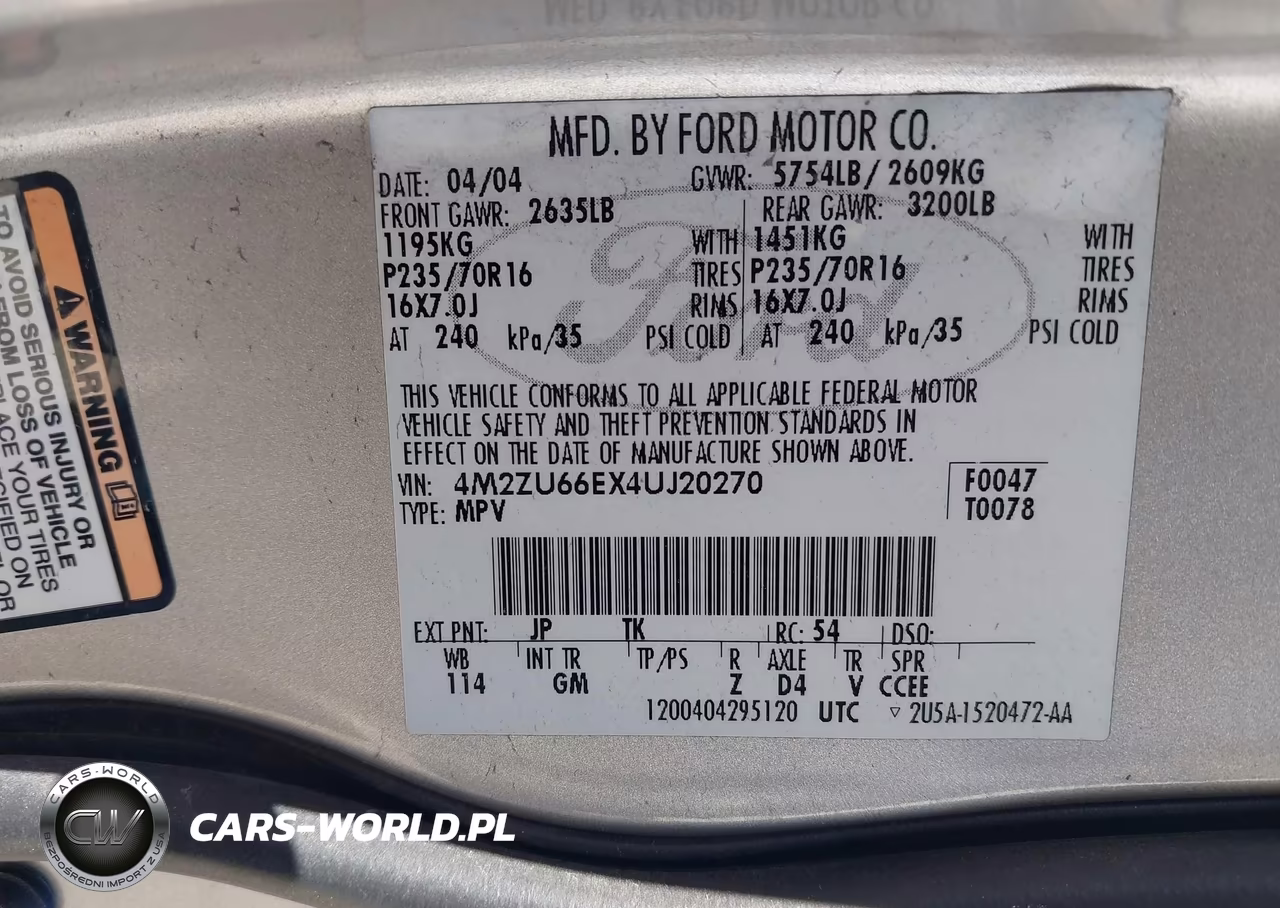2004 Mercury Mountaineer VIN:4M2ZU66EX4UJ20270 - 9