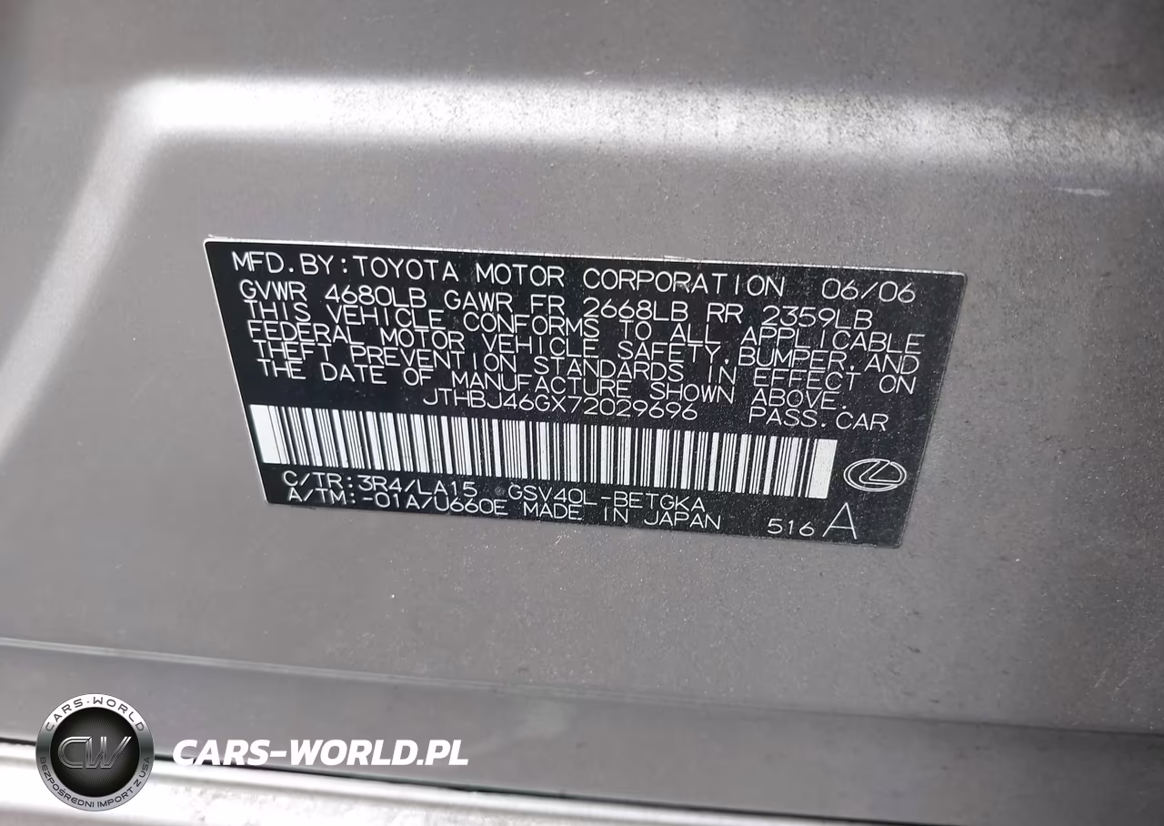2007 Lexus Es 350 VIN:JTHBJ46GX72029696 - 9