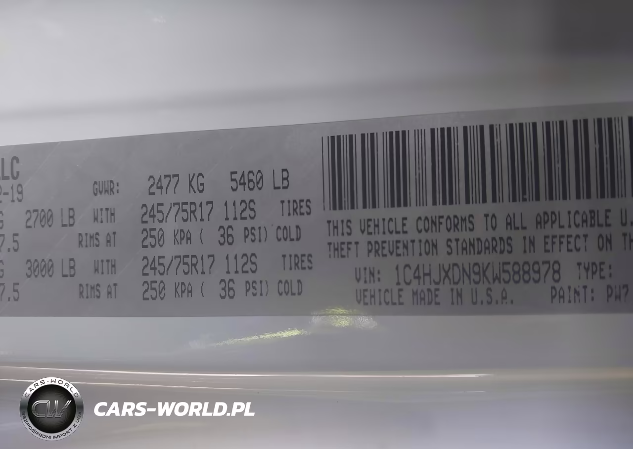2019 Jeep Wrangler Unlimited Sport S 4X4 VIN:1C4HJXDN9KW588978 - 9